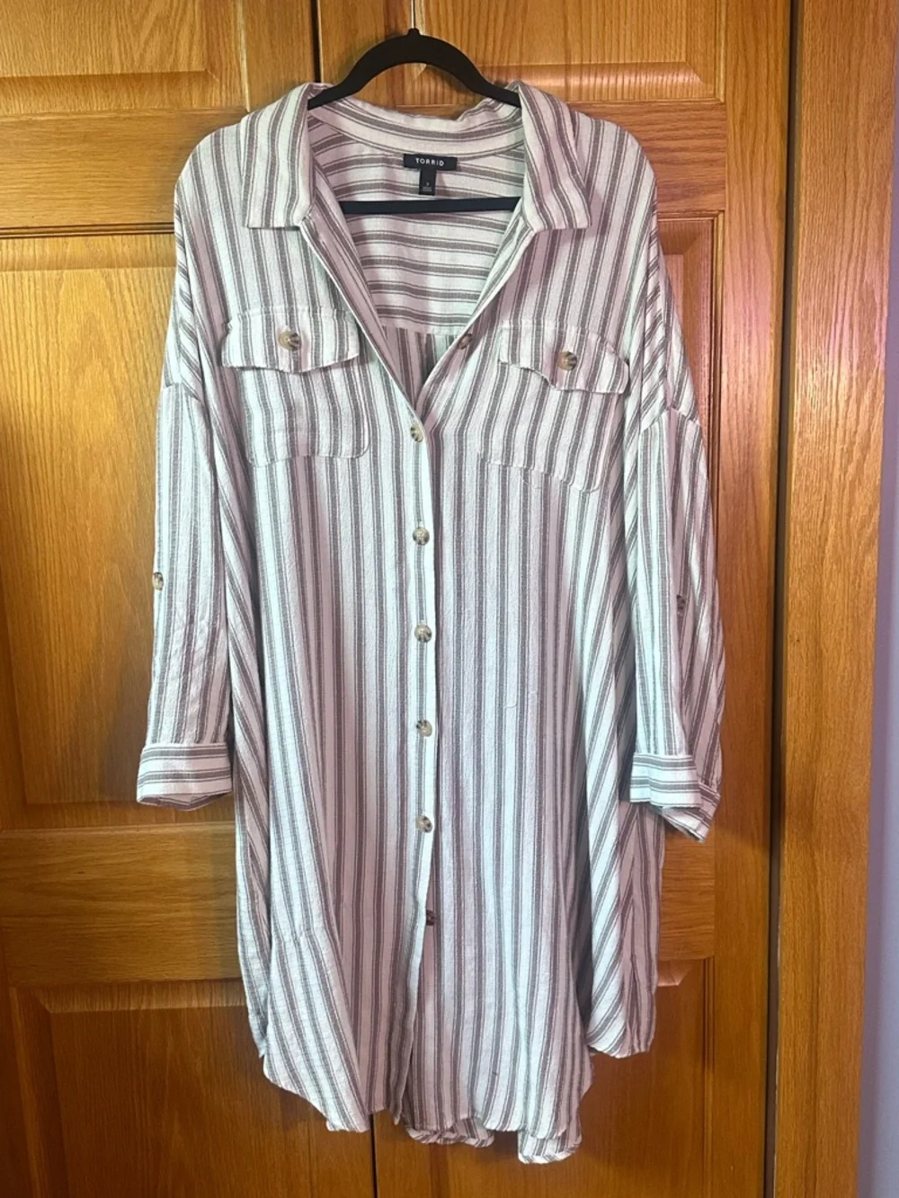 Striped button down tunic - Picture 1 of 3